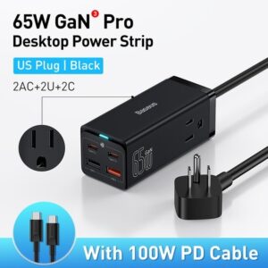 Baseus 65W GaN3 Pro Desktop Charger Power Strip 2U+2C WITH AC PORT