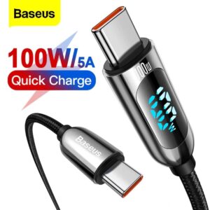 Baseus Digital Display Fast Charging Data Cable Type C To Type C 100W 2m Black