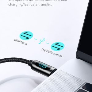 Baseus Digital Display Fast Charging Data Cable Type C To Type C 100W 2m Black
